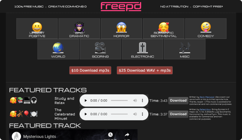 FreePD：100% 免费可商用音乐资源